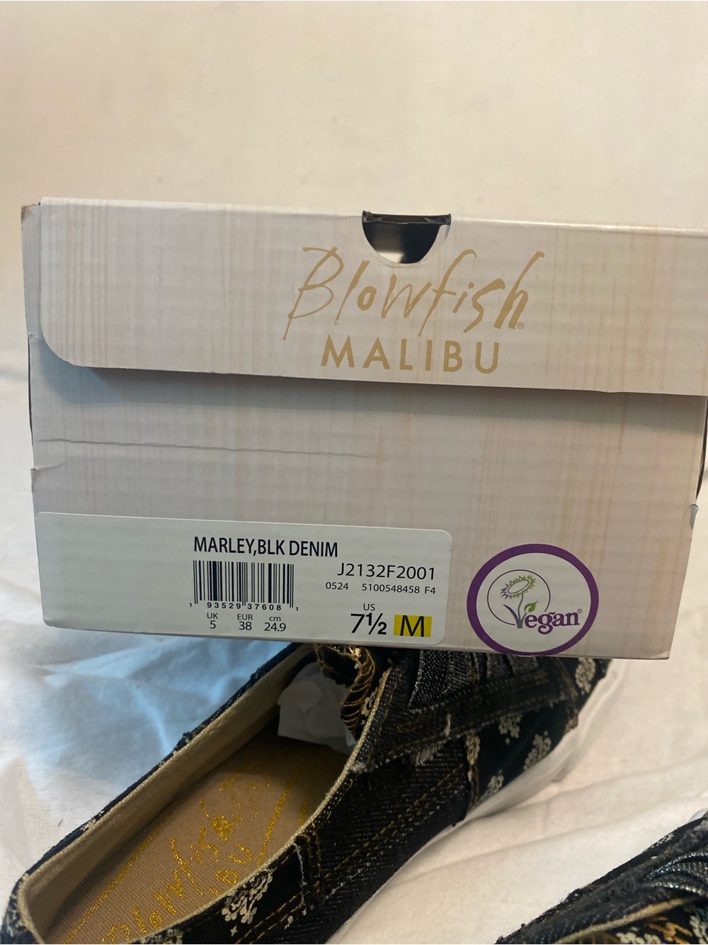 Blowfish Malibu Marley Black Denim Patterned Distressed Metallic Slip-Ons 7.5 - Picture 10 of 10